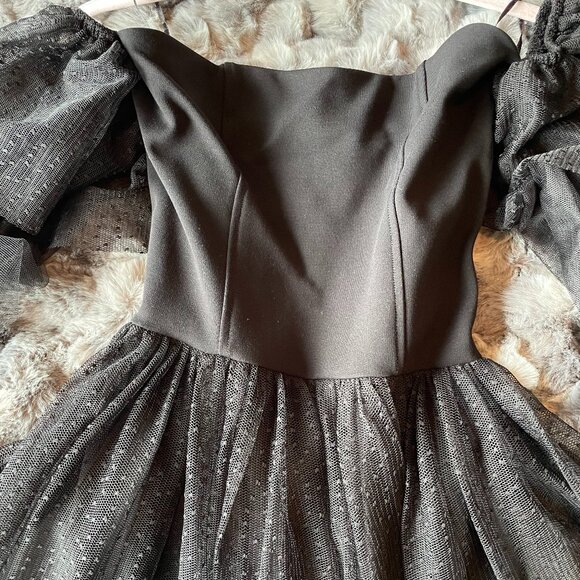 French Connection Sheer Off-The-Shoulder Mesh Bustier Dress - Picture 2 of 7